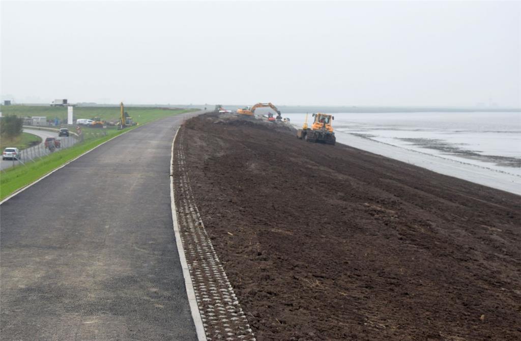 Die südliche Seedeichbaustelle ist in zwei Wochen fertig. Ähnlich wird es auch a...