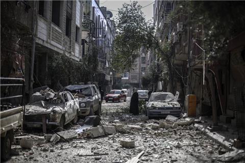 Die USA und Russland haben sich auf die Bedingungen für eine Feuerpause im Bürgerkriegsland Syrien (hier Douma) geeinigt. +