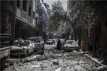 Die USA und Russland haben sich auf die Bedingungen für eine Feuerpause im Bürgerkriegsland Syrien (hier Douma) geeinigt. +