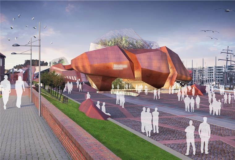 Neue Attraktion für Bremerhaven: So soll der Zoo-Anbau aussehen Die Visualisierung des Anbaus: Die Architektur des Zoo am Meers soll aufgegriffen werden. Visualisierung: dan pearlman