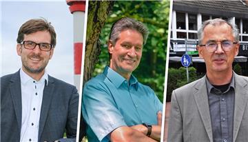 Diese drei wollen Nordenhamer Bürgermeister werden (von links): Nils Siemen, Tim Lorenz und Raoul Krippner. Am Freitag, 3. September, stellen sie sich in der Friedeburg den Fragen der KZW-Redaktion und des Publikums.