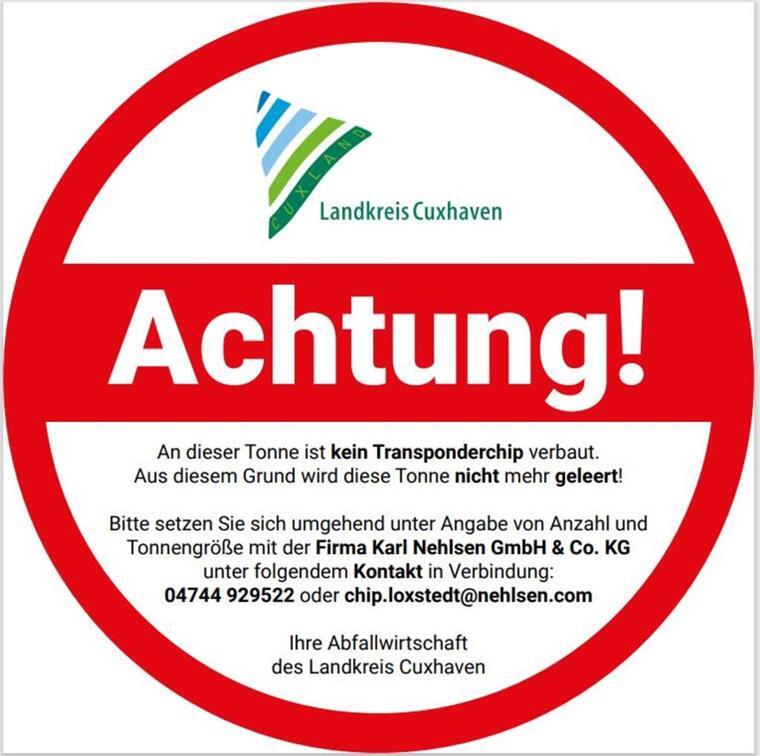 Aufkleber auf Restmülltonne