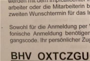 Dieser durchgehende Strich machte den Code für die Anmmeldung für die Corona-Impfung anfangs unbrauchbar.