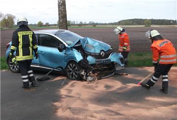 Dieser Wagen krachte zwischen Rhade und Rockstedt gegen einen Baum. 