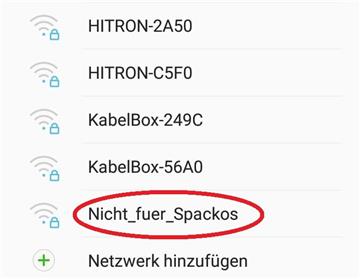 Dieses WLAN ist anscheinend &quot;Nicht_fuer_Spackos&quot; - nett! - Screenshot: Overschmidt