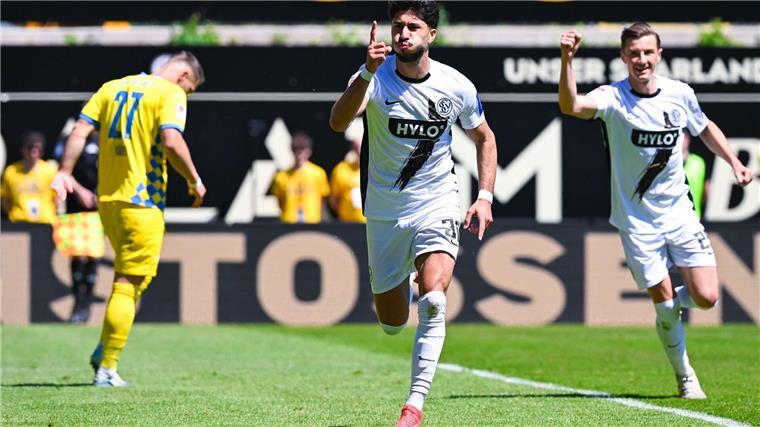 Elversberg träumt weiter von der Bundesliga Doppelpack binnen drei Minuten zum 2:0 und 3:0: Elversbergs Muhammed Damar.