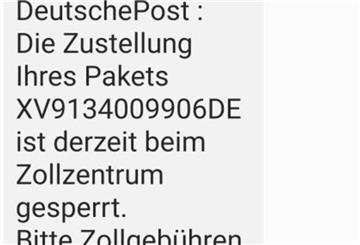 Ein Beispiel SMS-Text, den Betrüger verschickt haben.