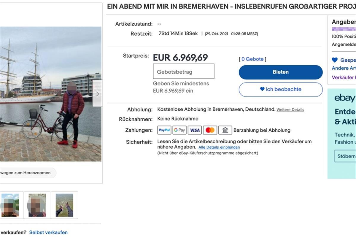 Ein Ebay-Angebot mit ungeplanten Folgen: Der Online-Marktplatz hat diesen Anbieter aus Bremerhaven jetzt sanktioniert, weil das von ihm dort angebotene Treffen gegen die Grundsätze von Ebay verstieß.