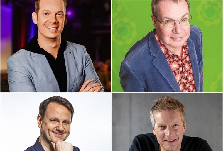 Vier Männer auf einer Bildcollage