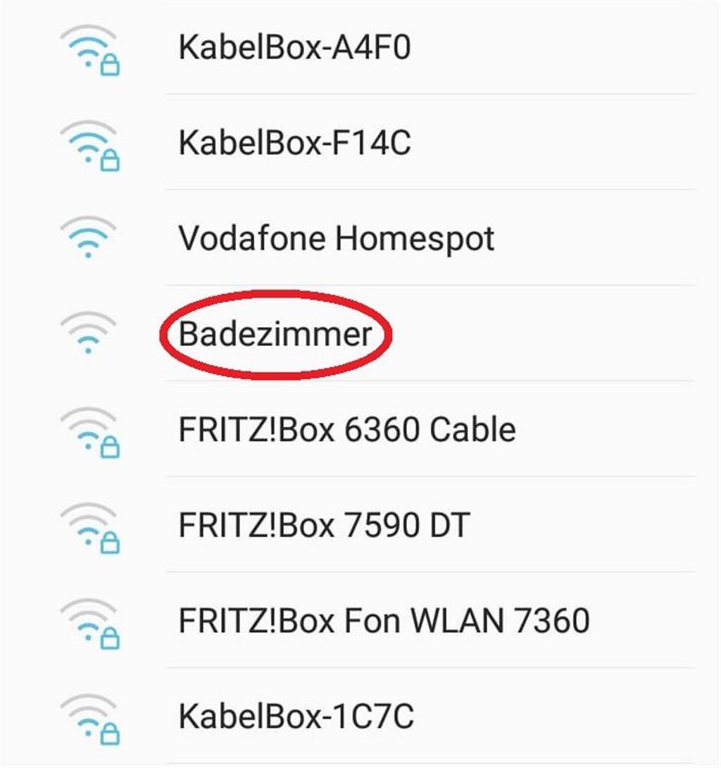 Ein ungesichertes WLAN namens &quot;Badezimmer&quot;? Komisch! - Screenshot: Overschmidt