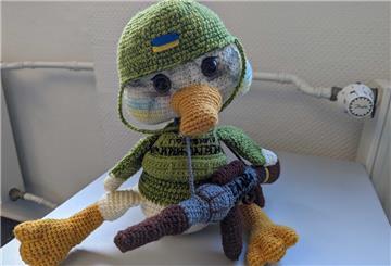 Eine bewaffnete Gans als Symbol des ukrainischen Widerstandes.