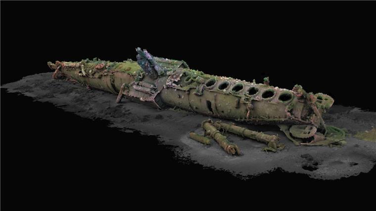 Eine Illustration zeigt das 3D-Modell des 1919 vor Helgoland gesunkenen U-Boots „UC 71“.