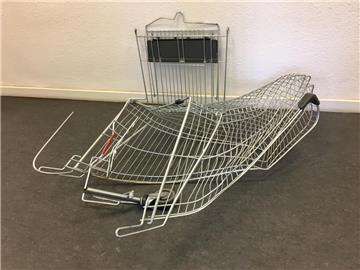 Eine Nordwestbahn hat in Wildeshausen diesen Einkaufswagen überfahren.