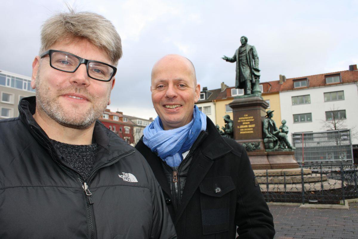 Eine Vorreiterrolle in Sachen Wasserstoffnutzung – das können sich Claas Schott (links) und Michael Labetzke sehr gut für die Seestadt vorstellen.
