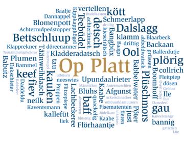 Eine "Wordmap" aus plattdeutschen Begriffen.