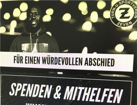 Einen würdevollen Abschied wollen die Fußballer des TuS Zeven ihrem ermordeten Mitspieler Amadou Diabate ermöglichen. Dafür sammeln sie Spenden.