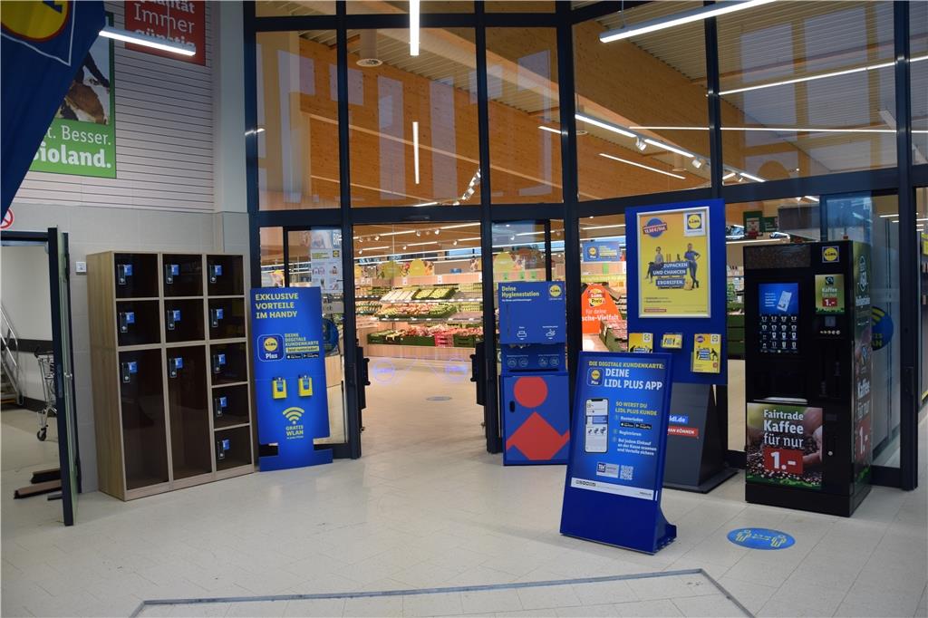 Eingangsbereich des neuen Lidl-Marktes.