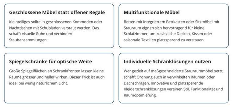 Einrichtungstipps für Ordnung und Ruhe im Schlafzimmer.