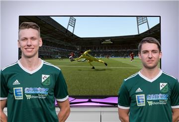 Erik Köhler (links) und Fabio Hausmann treten mit dem FC Hagen/Uthlede erfolgreich in der eFootball-Oberliga an.