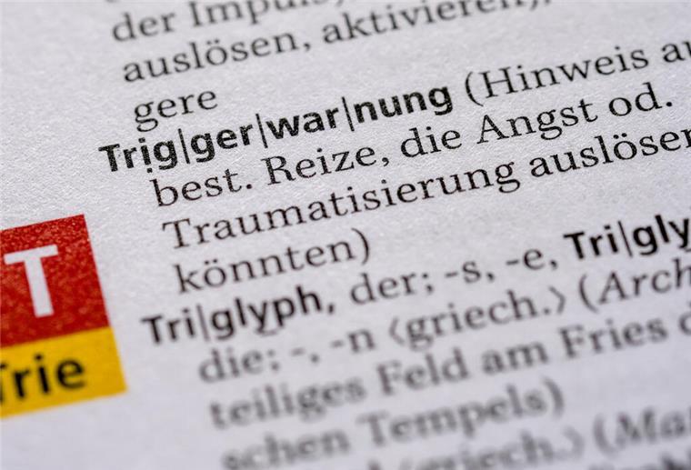 Das Wort „Triggerwarnung“ ist im Duden zu finden.