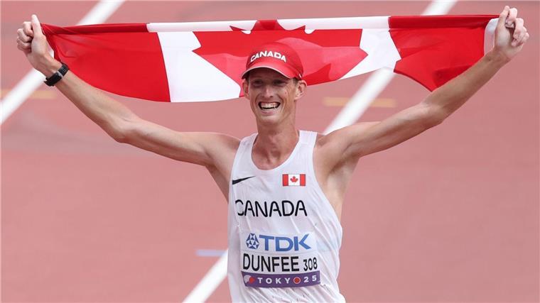 Tränen bei Geher Hilbert: Froh, noch am Leben zu sein Evan Dunfee aus Kanada hat das erste Gold bei der Leichtathletik-WM in Japan geholt.