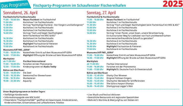 Bremerhaven feiert die 35. Fischparty am 26. und 27. April Programm