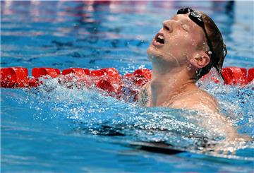 Schwimmen: Olympia, 1500 m Freistil, Männer, Finale im Tokyo Aquatics Centre. Florian Wellbrock aus Deutschland reagiert nach Bronze.