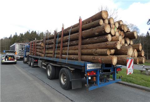 Für diesen Holztransporter ging es in Nesse nicht weiter.