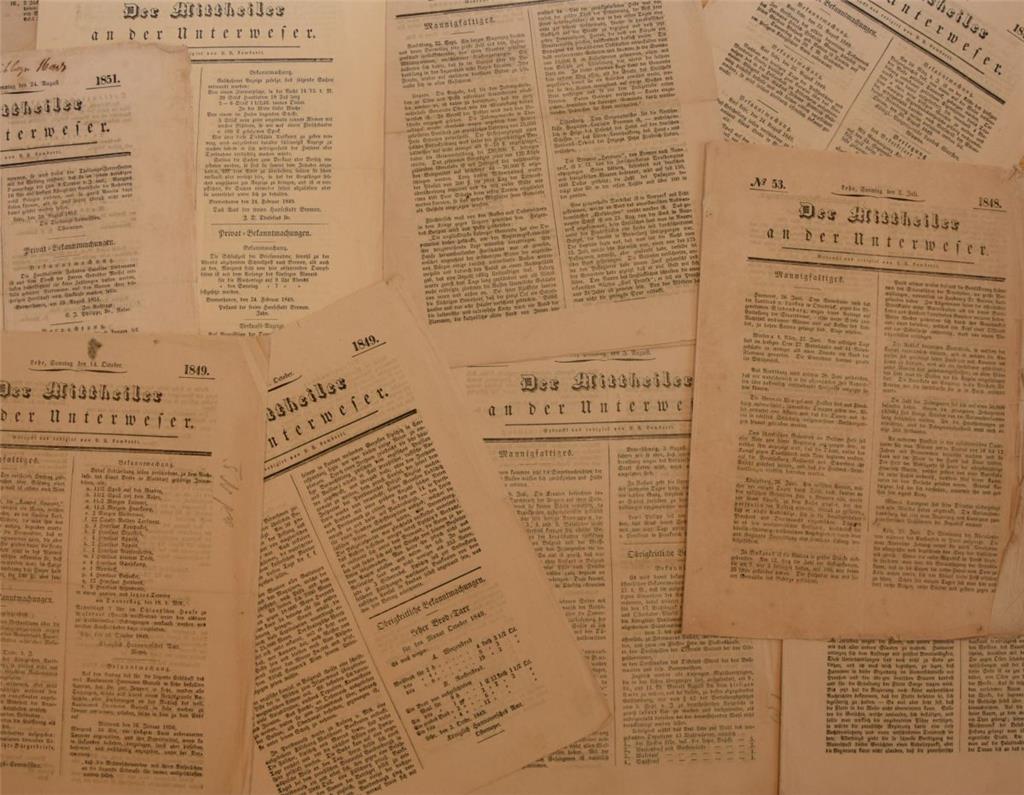 Gesammelte Werke: „Der Mittheiler an der Unterweser“ wurde von 1848 bis 1849 her...