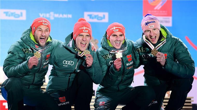 Gold-Quartett von Seefeld: Eisenbichler, Leyhe, Freitag, Geiger.