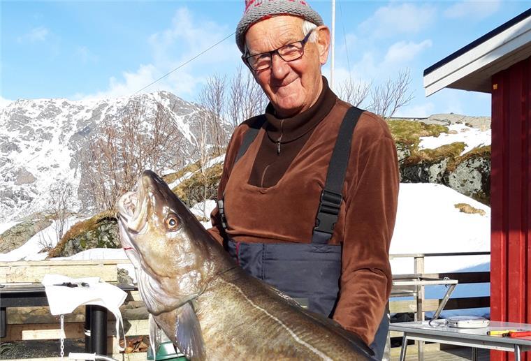 Traum erfüllt: Nordenhamer fährt zum Angeln auf die Lofoten Hans Schmidt mit einem 25 Kilogramm schweren Kabeljau.