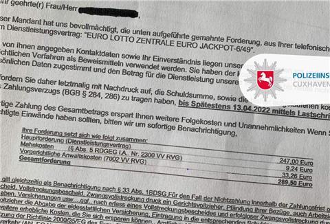 Hier ein Beispiel für ein falsches Mahnschreiben.