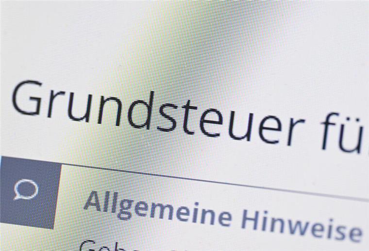 ARCHIV - 13.09.2022, Baden-Württemberg, Stuttgart: Das Wort Grundsteuer erscheint auf einem Computerbildschirm auf der Seite des Online-Steuerportals Elster. (zu dpa: «Eigentümerverband: «Staatsversagen» bei Grundsteuer-Reform») Foto: Bernd Weißbrod/dpa +++ dpa-Bildfunk +++