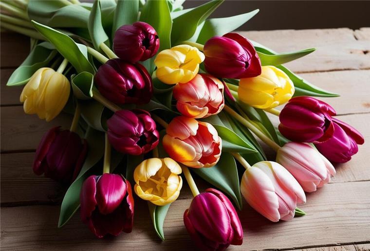 Die Blumenstrauß-Trends zum Valentinstag 2025 Ein Strauß Tulpen ohne Vase