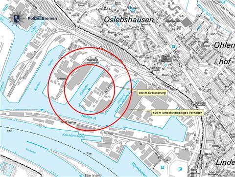 Im Bremer Industriehafen muss eine Weltkriegsbombe entschärft werden.