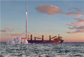 Rakete startet auf einem Schiff