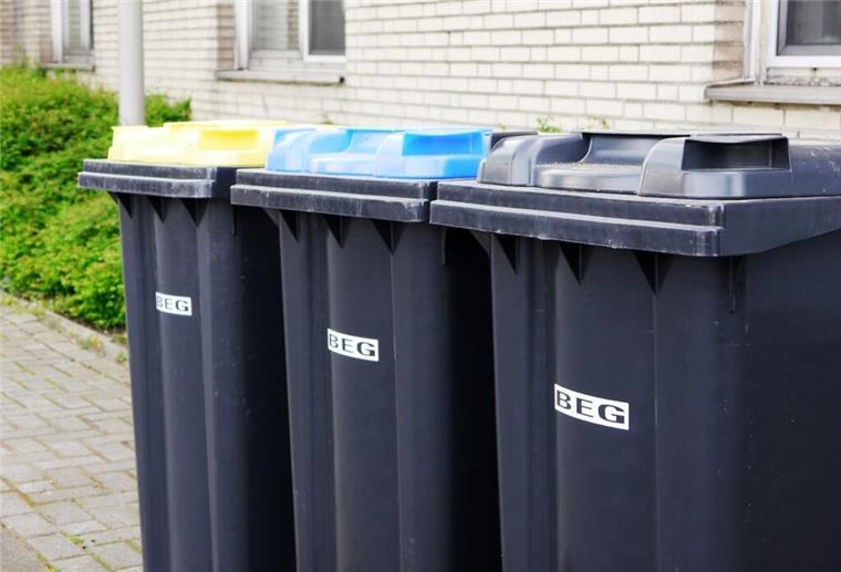 Mülltonnen stehen am Straßenrand
