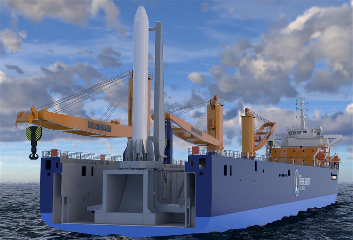 Ein Schiff fährt auf der Nordsee. Künftig werden vom Wasser aus Raketen ins Weltall geschossen.