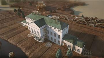 Im Stile des Vorspanns der TV-Fantasy-Serie „Game of Thrones“ schrauben sich in einem neuen Video der Ostfriesland Tourismus Burgen und Schlösser – hier das Schloss in Rastede – aus dem virtuellen Boden.
