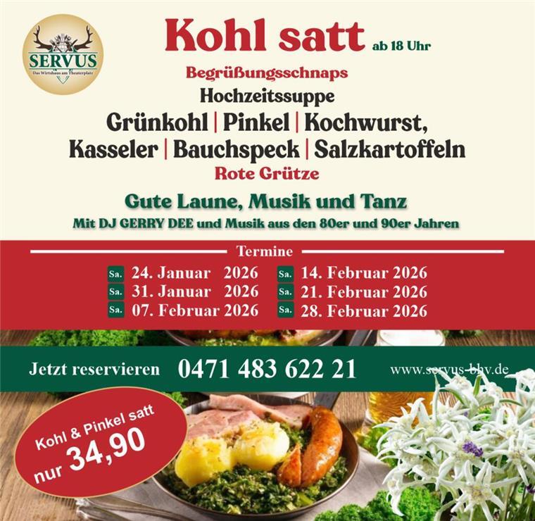 Zünftige Oktoberfeier im Servus - große Gaudi im Herzen von Bremerhaven Plakat