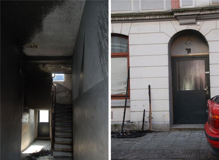 Feuer in Bremerhaven: Polizei ermittelt Brandursachen In dem Treppenhaus in der Heinrichsstraße soll eine Mülltonne gebrannt haben.