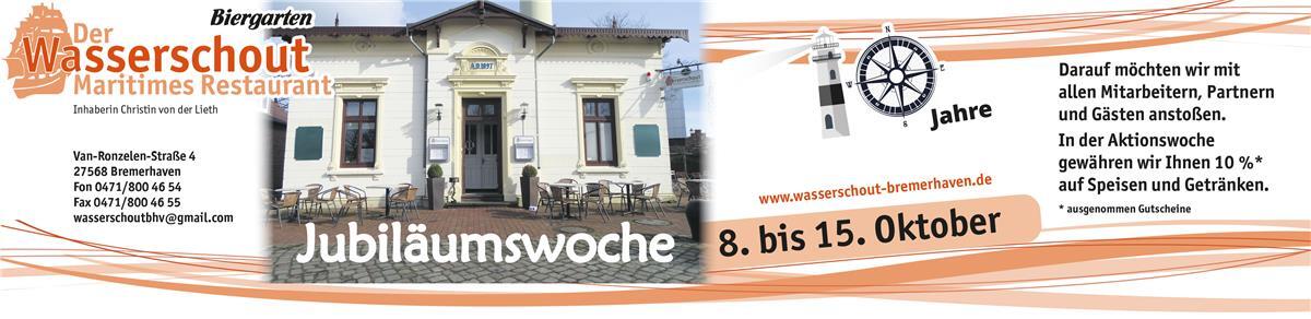 Leinen los zum Jubiläum der Wasserschout! In der Aktionswoche gibt es 10 Prozent auf Speisen und Getränke.