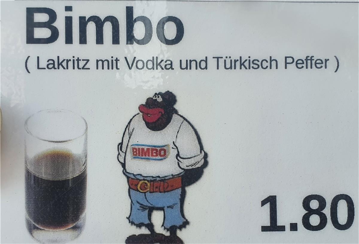 Bremerhaven: Staatsanwaltschaft lässt Anzeige gegen Schnaps „Bimbo“ fallen In der „Union Stuben“ am Bremerhavener Hauptbahnhof hieß ein Lakritz-Likör "Bimbo". Kurz nachdem eine Rassismusdebatte um das Getränk entbrannt war, wurde er in „Schwarzer Teufel“ umbenannt.