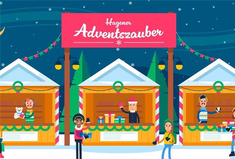 Grafische Darstellung des Weihnachtsmarkts Hagener Adventszauber