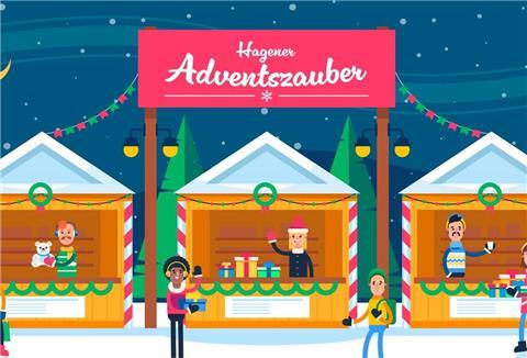 Grafische Darstellung des Weihnachtsmarkts Hagener Adventszauber