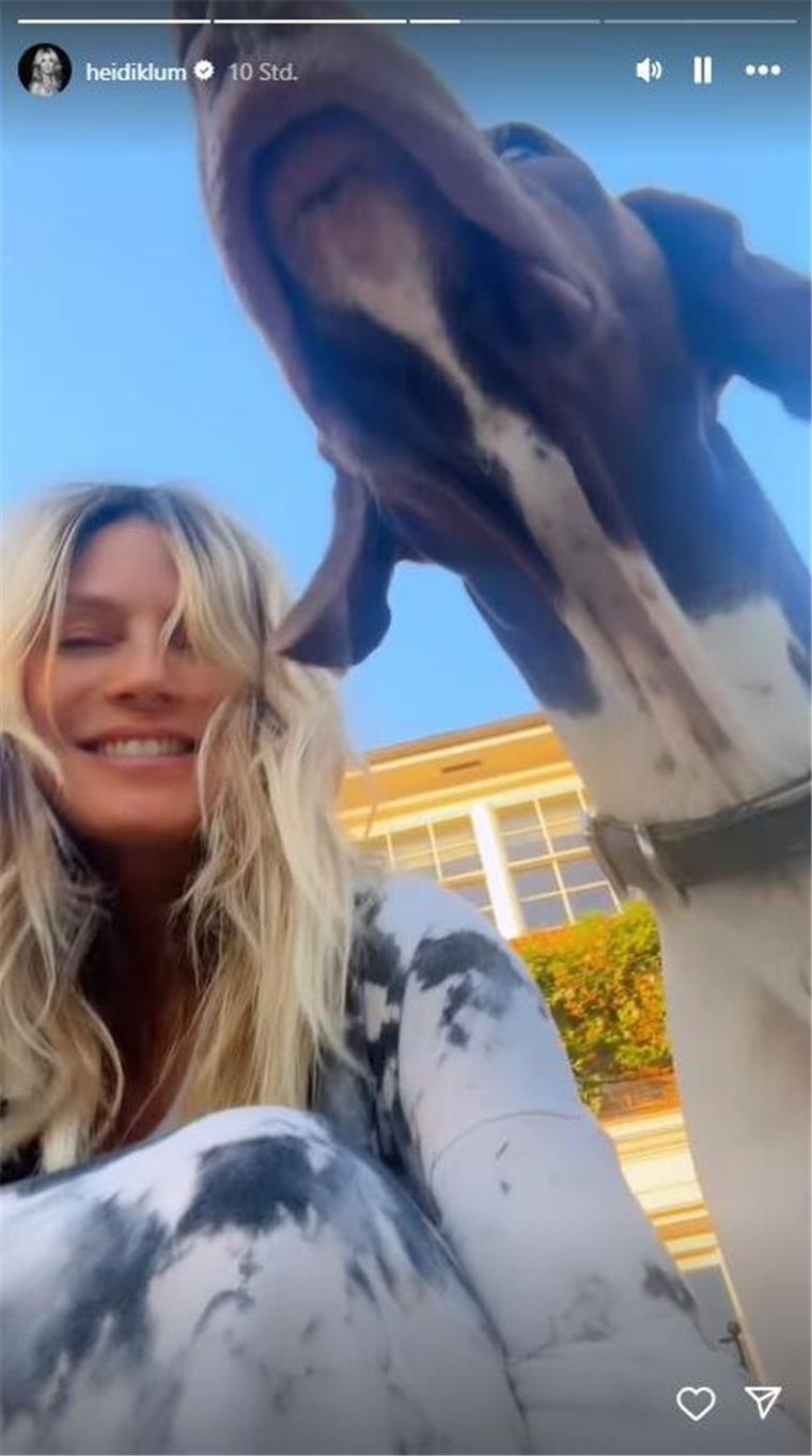 In ihrer Story zeigt sich Heidi Klum bei strahlend blauem Himmel. Schwer vorstellbar, dass das kurze Video in Deutschland entstanden ist.