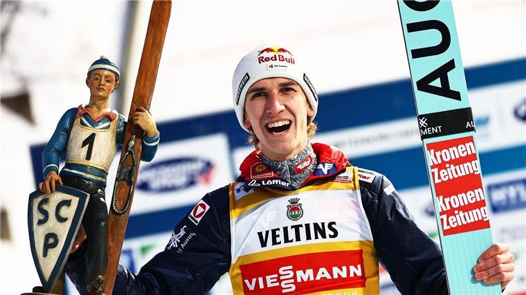 Österreich dominiert die Tournee: Mit „Gaudi“ ins Heimspiel Ist jetzt der Gejagte: Österreichs Daniel Tschofenig.