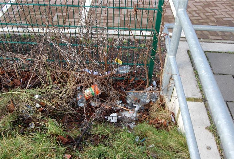 Jede Mengen Flaschen und anderer Müll: Beim Bahnhof in Rodenkirchen kann der Bauhof jeden Tag aufräumen.
