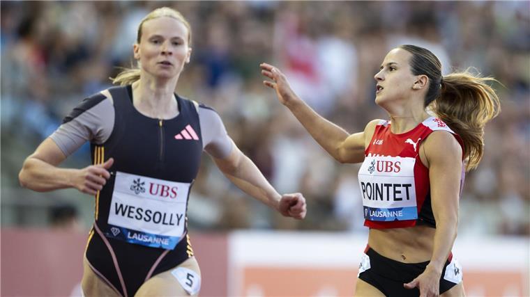 Jessica-Bianca Wessolly (l) landete beim Diamond-League-Meeting in Lausanne über die 200 Meter auf Platz zwei.