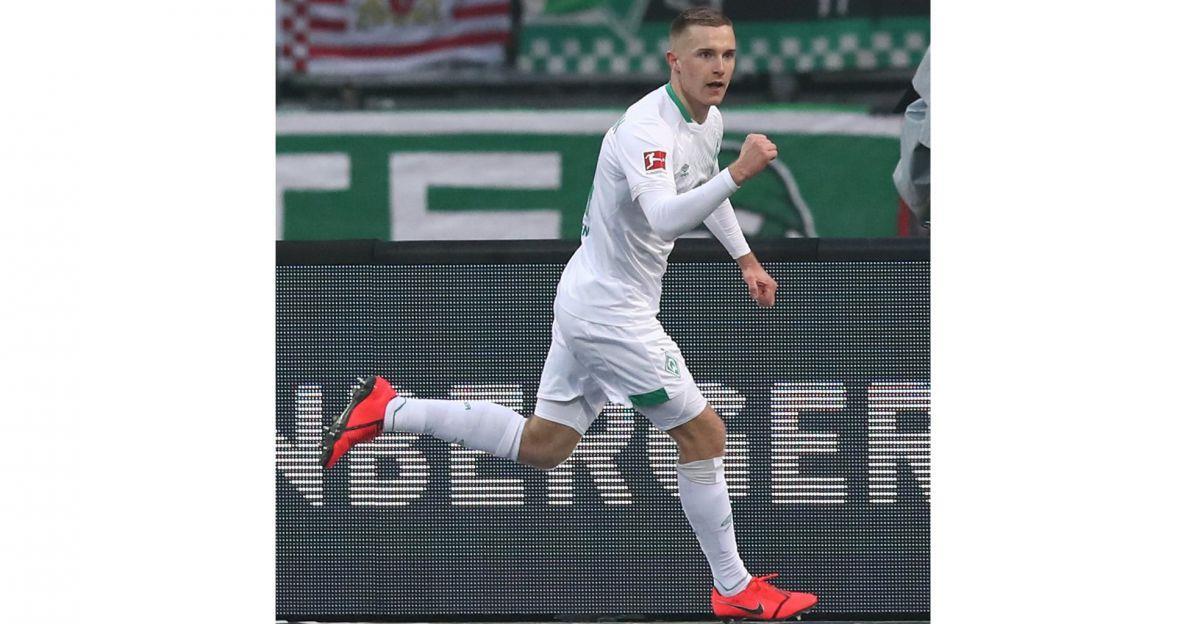 Johannes "Jojo" Eggestein jubelt über seinen Treffer für Werder Bremen zum 1:0 gegen Nürnberg.